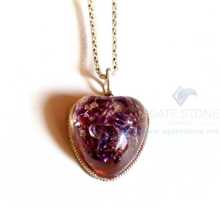 Amethyst Puffy Heart Orgonite jewellery
