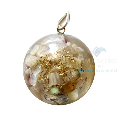 Orgone Dome Shaped Moonstone Pendant Orgone Dome Shaped Moonstone Pendant