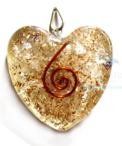 Orgone Heart Shaped Crystal Clear Quartz Pendant
