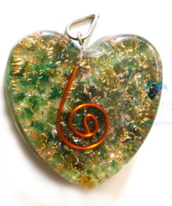Orgone Heart Shaped Green Mica Pendant