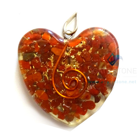Orgone Heart Shaped Red Jasper Pendant Orgone Heart Shaped Red Jasper Pendant