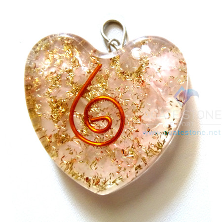 Orgone Heart Shaped Rose Quartz Pendant Orgone Heart Shaped Rose Quartz Pendant