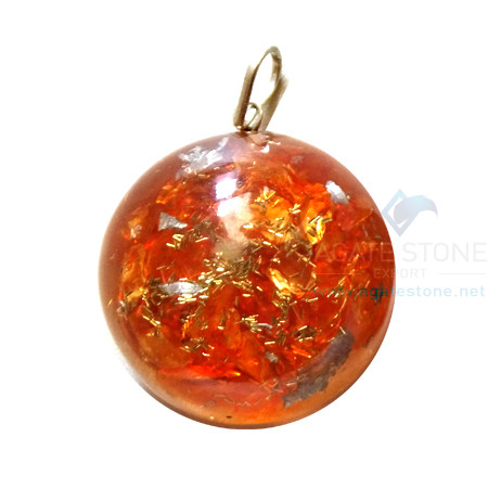 Orgonite Dome Shaped Orange Onyx Pendant Orgonite Dome Shaped Orange Onyx Pendant