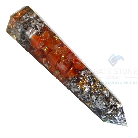 Orgonite Red Carnelian Massage Obelisk with Aluminium Orgonite Red Carnelian Massage Obelisk with Aluminium