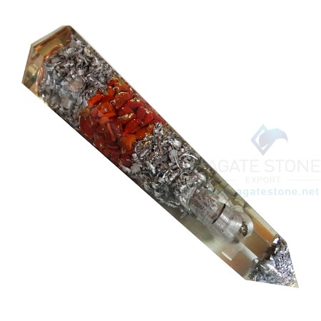 Orgonite Red Jasper Massage Obelisk with Aluminium Orgonite Red Jasper Massage Obelisk with Aluminium