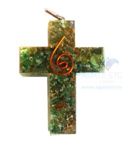 Orgonite Religious Cross Green Jade Pendant