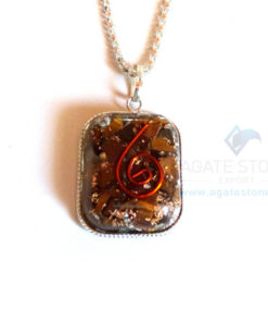 Rounded Square Shaped Tiger Eye Orgone Jewelry