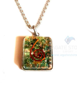 Square Shaped Green Jade Orgonite Jewellery