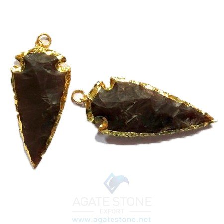 Black Electroplated Agate Stone Arrowhead