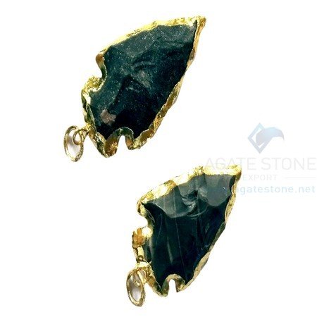 Black Electroplated Agate Stone Small Arrowhead