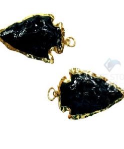 Black Glass Electroplated Agate Stone Arrowhead