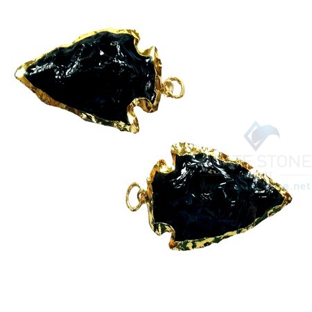 Black Glass Electroplated Agate Stone Arrowhead Black Glass Electroplated Agate Stone Arrowhead