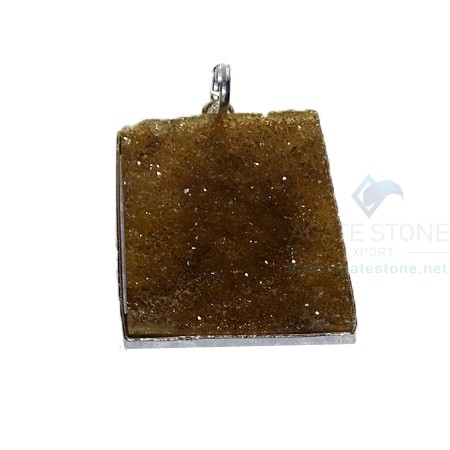 Citrine Crystalline Agate Druzy Stone Pendant Citrine Crystalline Agate Druzy Stone Pendant