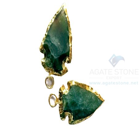 Green Electroplated Agate Stone Small Arrowhead Green Electroplated Agate Stone Small Arrowhead
