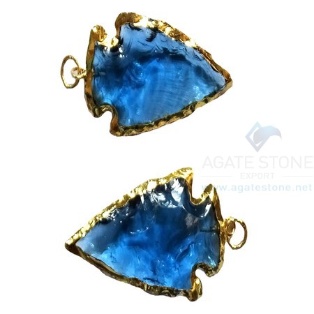 Light Blue Glass Electroplated Agate Stone Arrowhead Light Blue Glass Electroplated Agate Stone Arrowhead