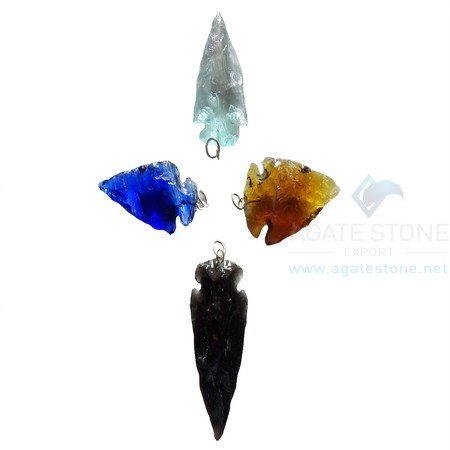 Mix Glass Stone Arrowhead Pendant