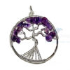 Amethyst Flower Shaped Life of Tree Metal Pendant
