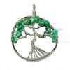 Green Aventurine Flower Shaped Tree of Life Metal Pendant