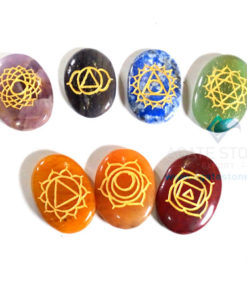 Seven Chakra Engraved Oval Set