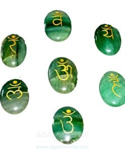 Green Aventurine Engraved Sanskrit Oval Chakra Set (6)