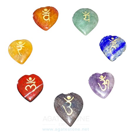 Seven Chakra Stones Engraved Sanskrit Disc Set (3) Seven Chakra Stones Engraved Sanskrit Disc Set (3)