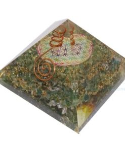 Green Aventurine Flower of Life Orgone Chakra Pyramid