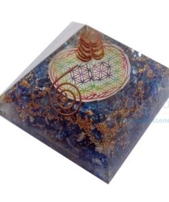 Indigo Onyx Orgone Chakras Flower of Life Pyramid with Crystal Point
