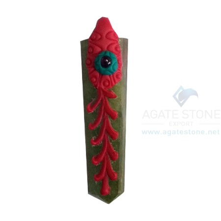 Green Aventurine Flat Pencil Tibetan Pendant Green Aventurine Flat Pencil Tibetan Pendant