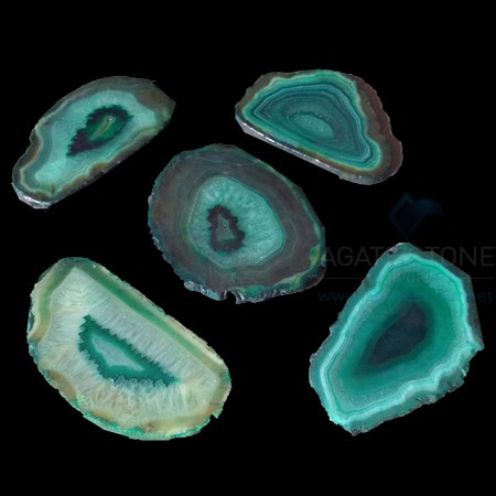 Green Dyed Polished Agate Slices Green Dyed Polished Agate Slices