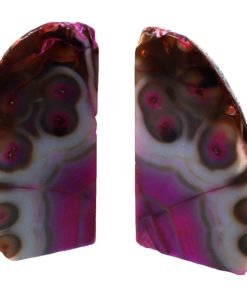 Lovely Rare Pink Agate Bookends with Natural Designs