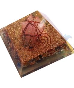 Mix Chakra Healing Orgone Pyramid with Rose Quartz Merkaba Stars