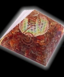 Red Carnelian Flower of Life Chakra Orgone Pyramids with Wire Wrapped Crystal Point