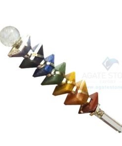 Seven Chakra Pyramid Healing Stick with Metal Strip