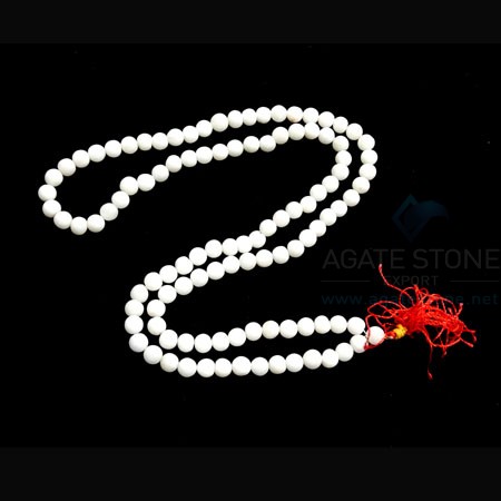 White Agate Japmala Necklace White Agate Japmala Necklace