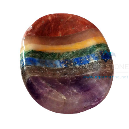 7 Chakra Bonded Worry Stone Cum Thumbs Agate Stone
