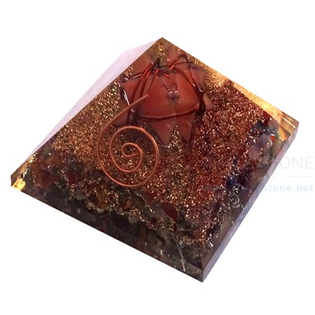 Mix Chakra Stone Orgone Pyramid With Rose Quartz Merkaba Star Mix Chakra Stone Orgone Pyramid With Rose Quartz Merkaba Star