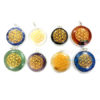 Mix Gemstone Disc Chakra Engraved Pendants