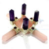 Rose Quartz Energy Generator with 4 Amethyst Standing Points