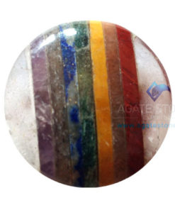 Sandwich 7 Chakra Clear Quartz Disc Cabochon