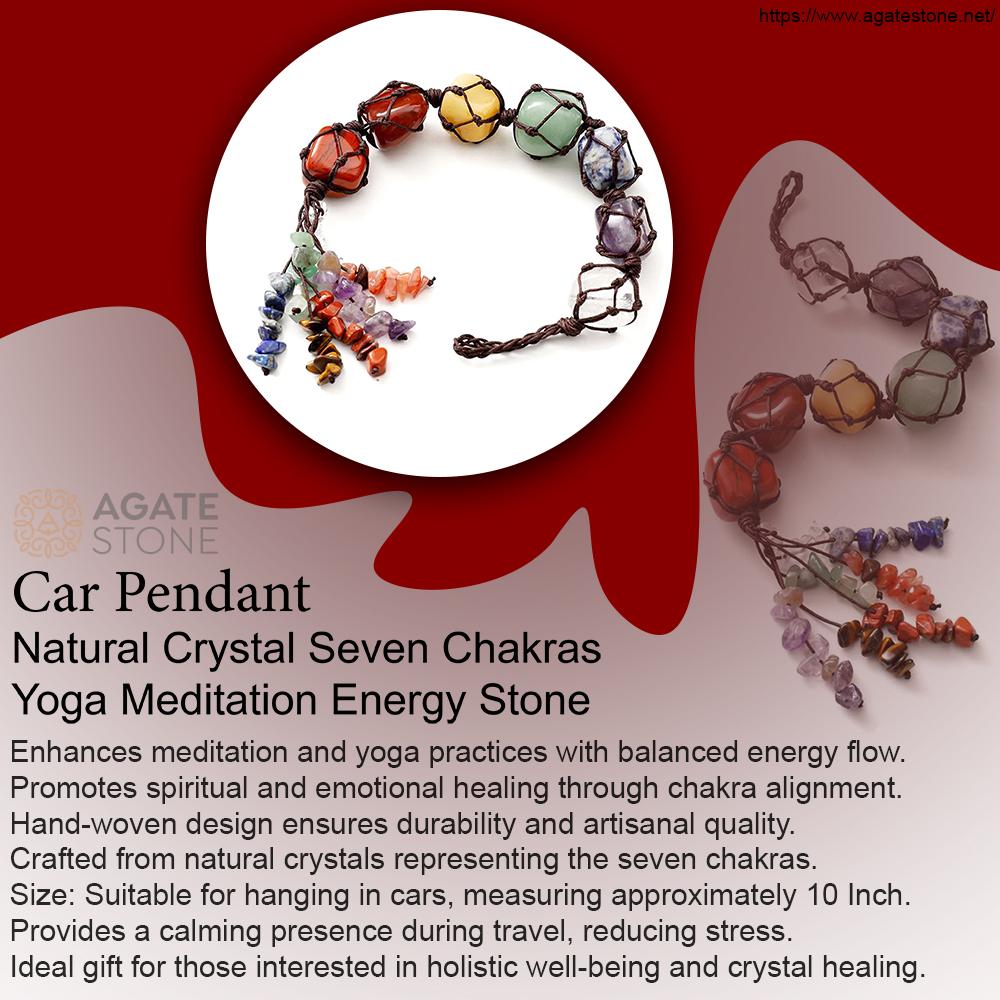 Car Pendant Natural Crystal Seven Chakras Yoga Meditation Energy Stone Hand-woven Pendant 0 Car Pendant Natural Crystal Seven Chakras Yoga Meditation Energy Stone Hand-woven Pendant 0