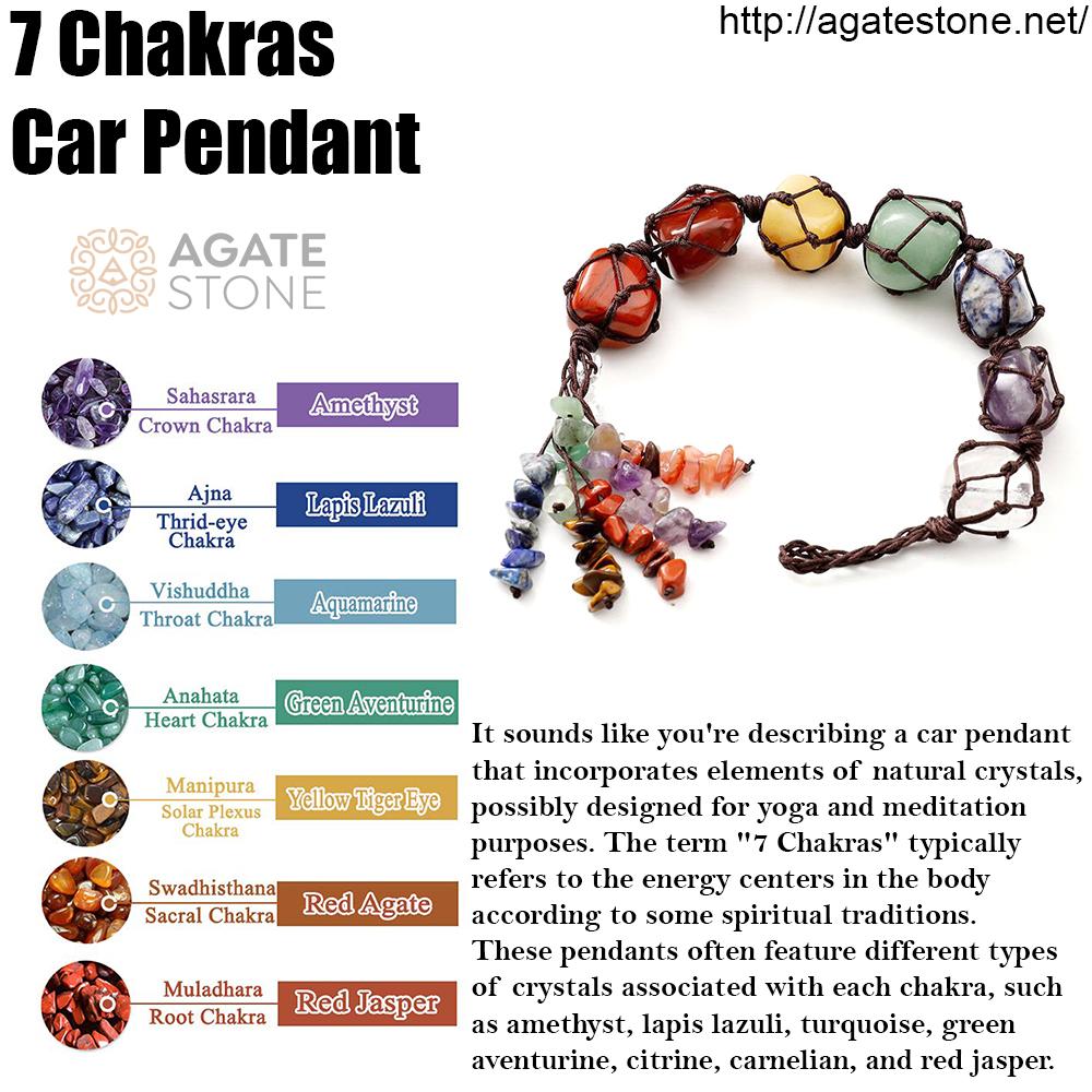 Car Pendant Natural Crystal Seven Chakras Yoga Meditation Energy Stone Hand-woven Pendant 1 Car Pendant Natural Crystal Seven Chakras Yoga Meditation Energy Stone Hand-woven Pendant 1