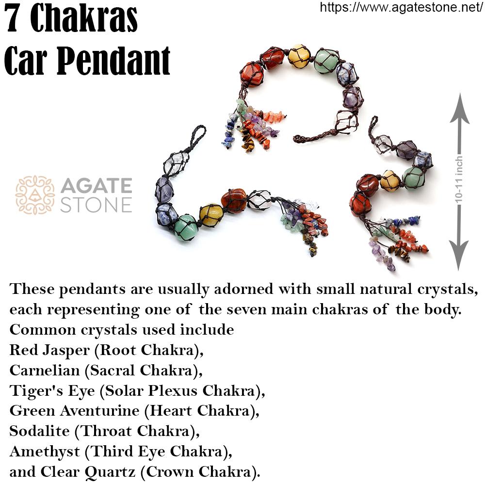 Car Pendant Natural Crystal Seven Chakras Yoga Meditation Energy Stone Hand-woven Pendant 4 Car Pendant Natural Crystal Seven Chakras Yoga Meditation Energy Stone Hand-woven Pendant 4