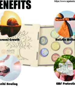 Chakra Crystal Disc Set with Wooden Engraved Box 3