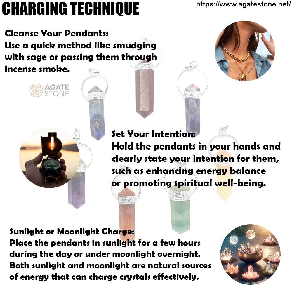 Seven Chakras Point Pendant Set with Silver Tone Bail 2 Seven Chakras Point Pendant Set with Silver Tone Bail 2