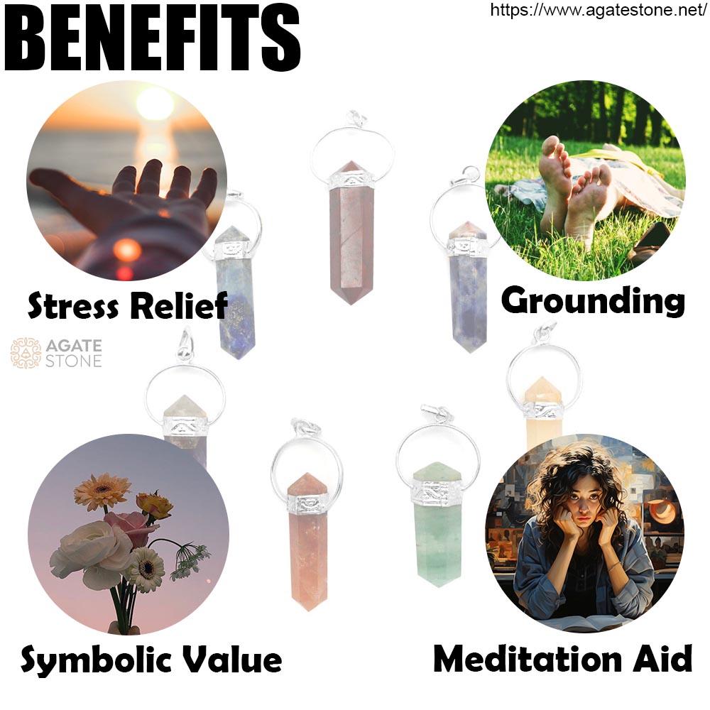 Seven Chakras Point Pendant Set with Silver Tone Bail 3 Seven Chakras Point Pendant Set with Silver Tone Bail 3