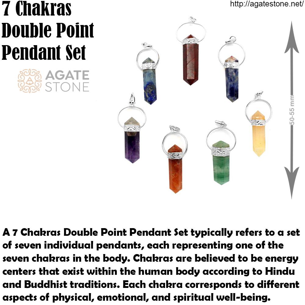 Seven Chakras Point Pendant Set with Silver Tone Bail 4 Seven Chakras Point Pendant Set with Silver Tone Bail 4