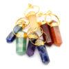 7 Chakra Double Point Pendant With Gold Tone